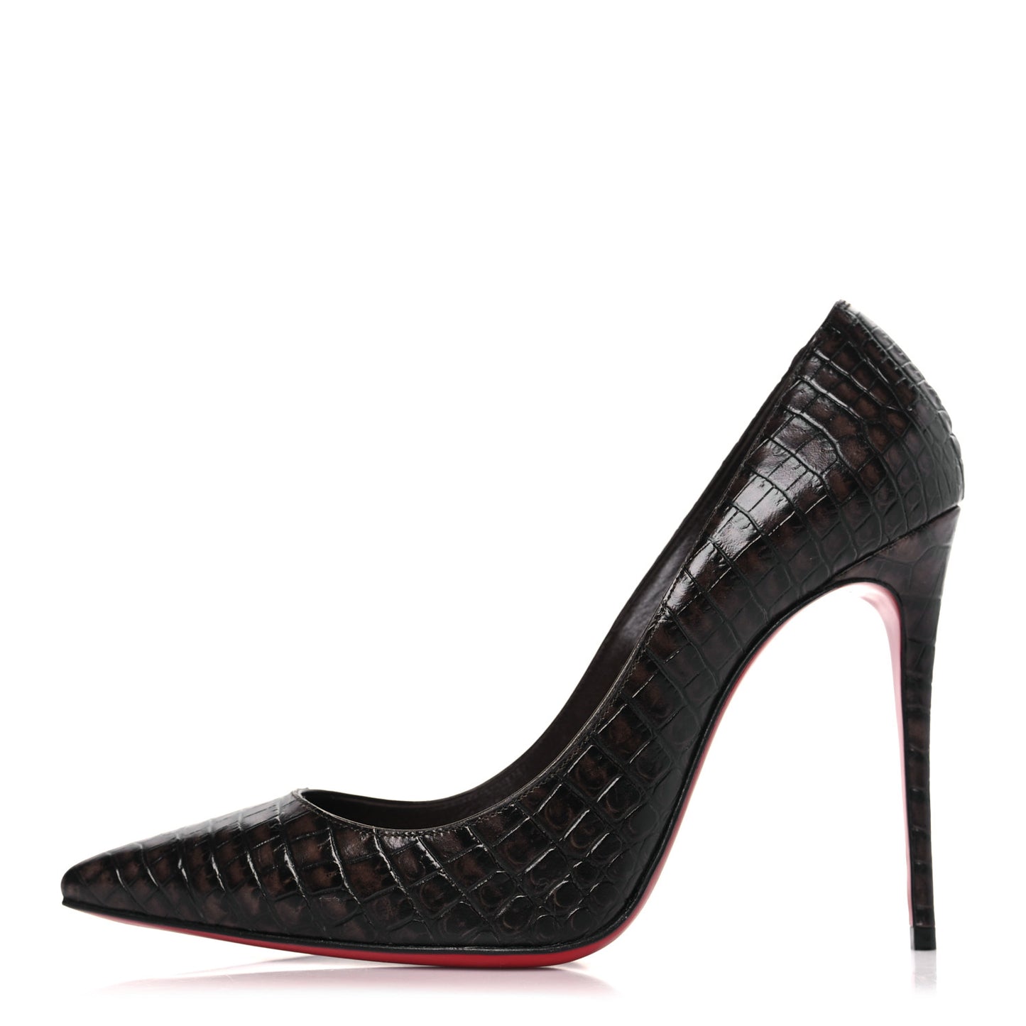 Calfskin Crocodile Embossed Kate 100 Pumps 38 Expresso