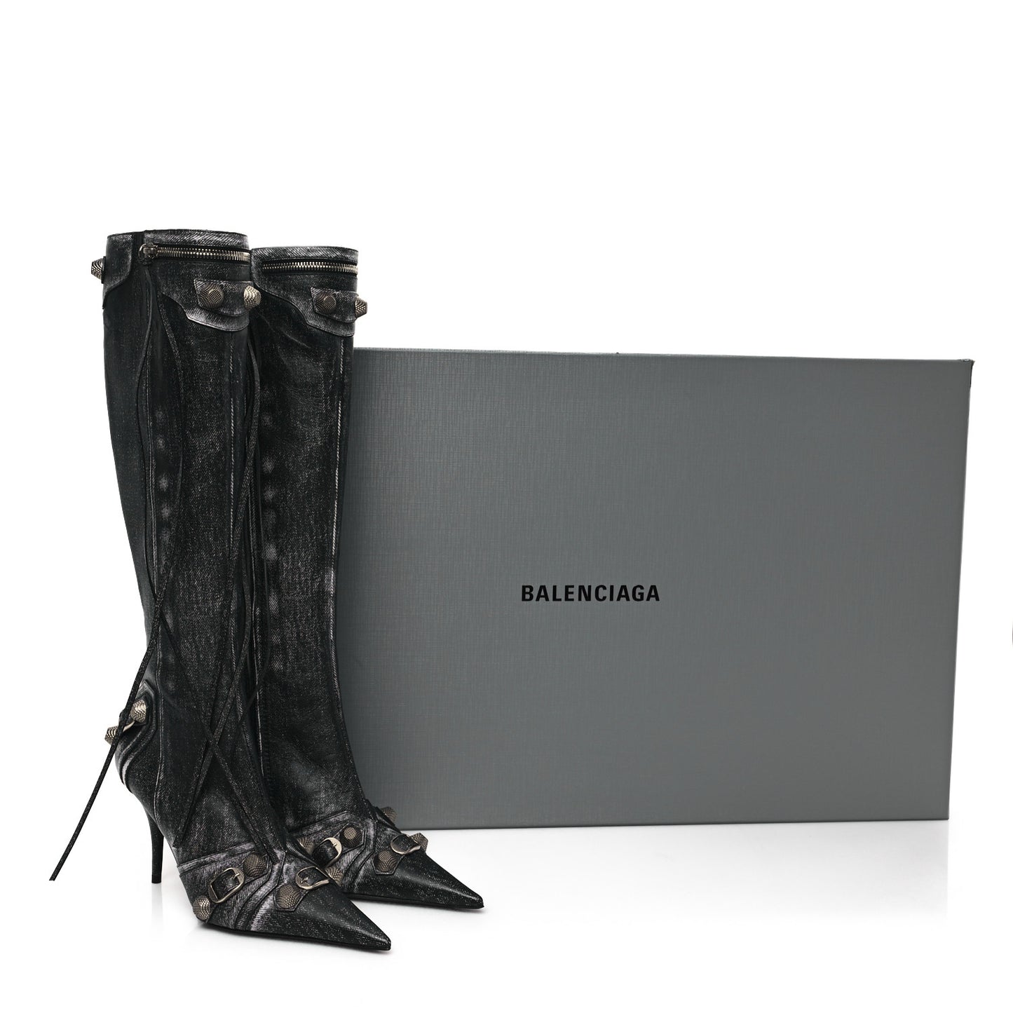 Nappa Denim Printed Cagole 90mm Boots 37 Black