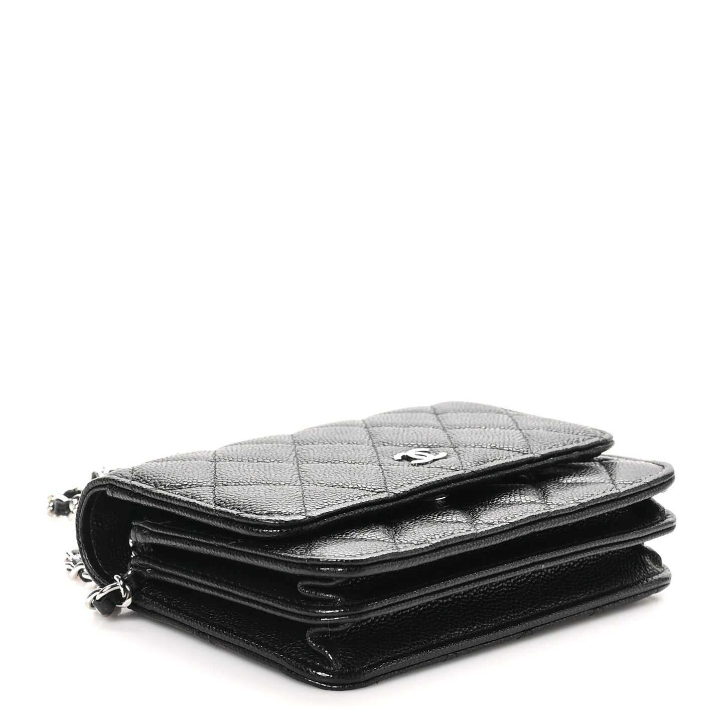 Caviar Quilted Mini Wallet On Chain WOC Black