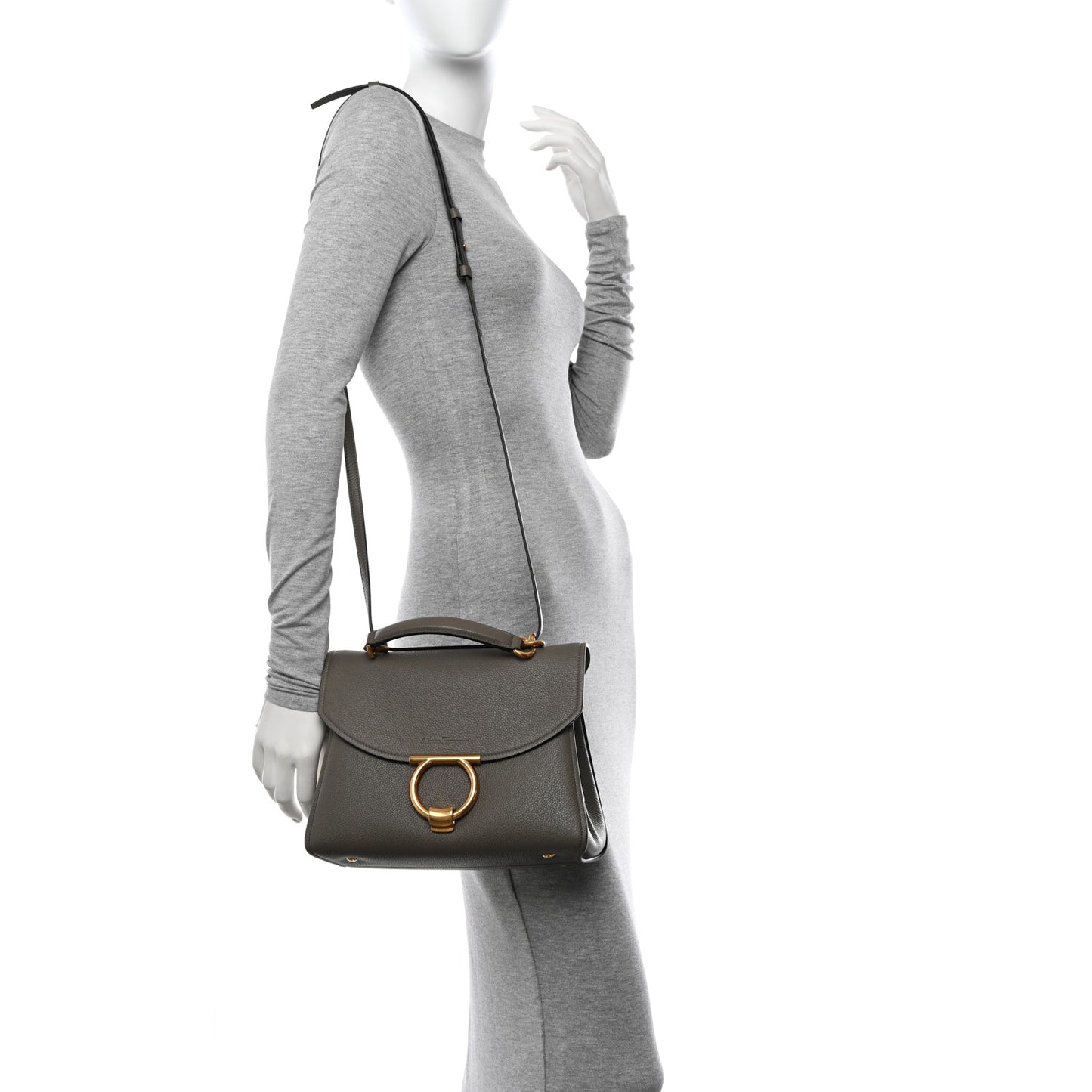 Calfskin Small Margot Top Handle Satchel Verde Olivo