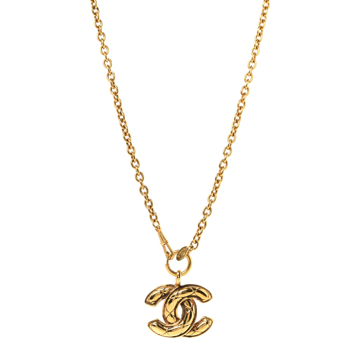 Chanel Metal Quilted CC Long Necklace Gold 1 of 6