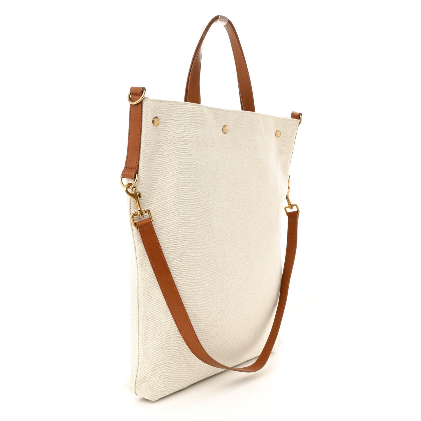 Canvas Smooth Calfskin Universite North South Foldable Tote Naturel Brick