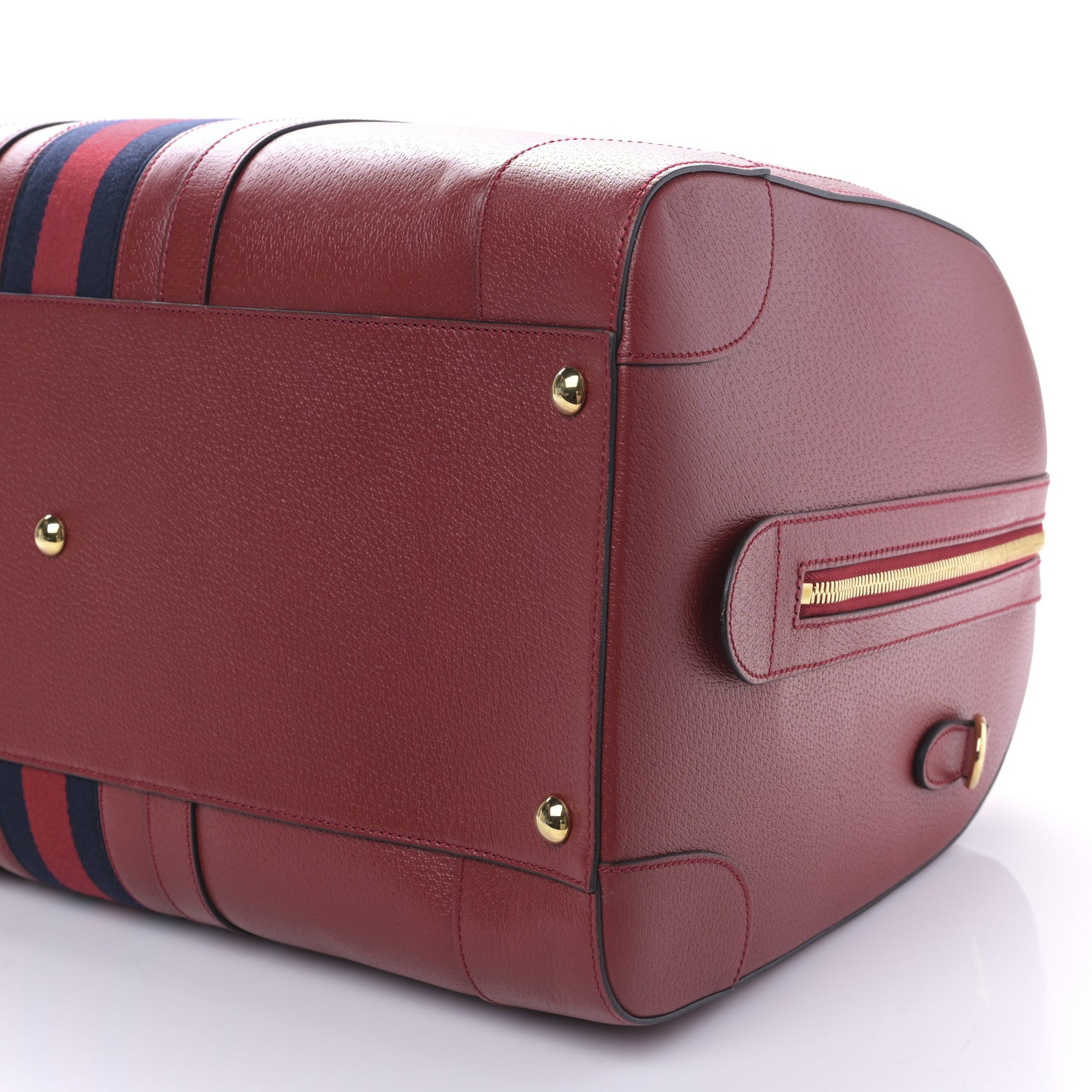 Gucci Textured Dollar Calfskin Web Large Savoy Duffle Bag Red 8 of 8