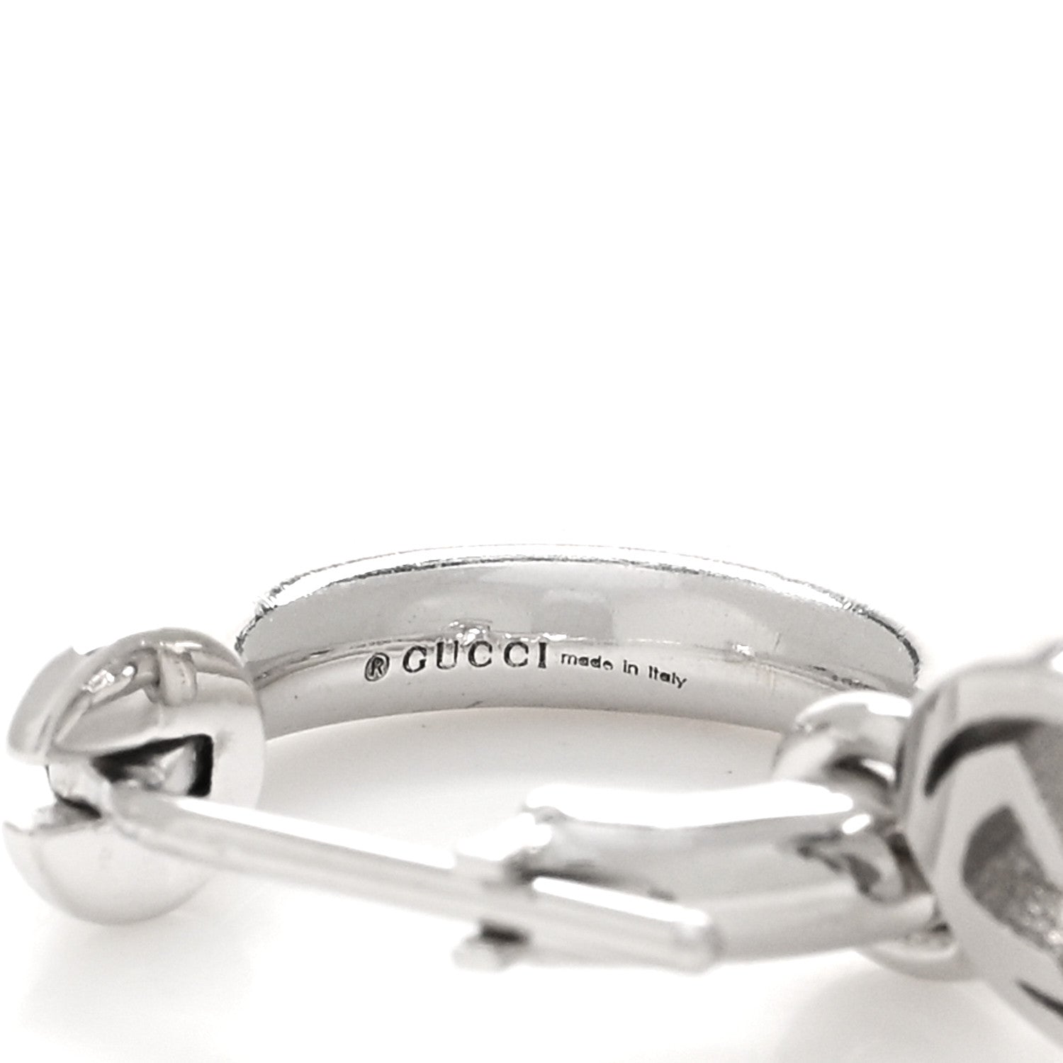 Gucci 18K White Gold Running G Drop Hoop Earrings 4 of 4