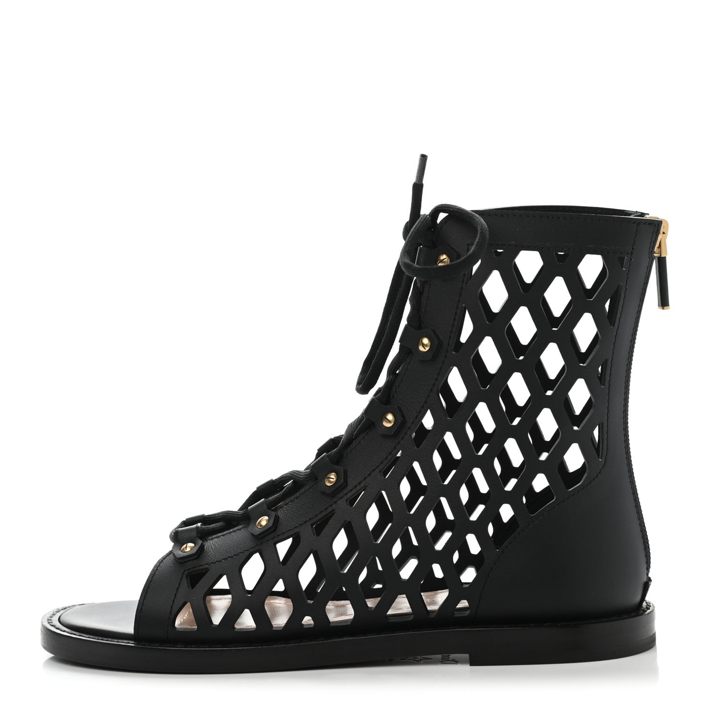 Calfskin D-Trap Sandals 37 Black