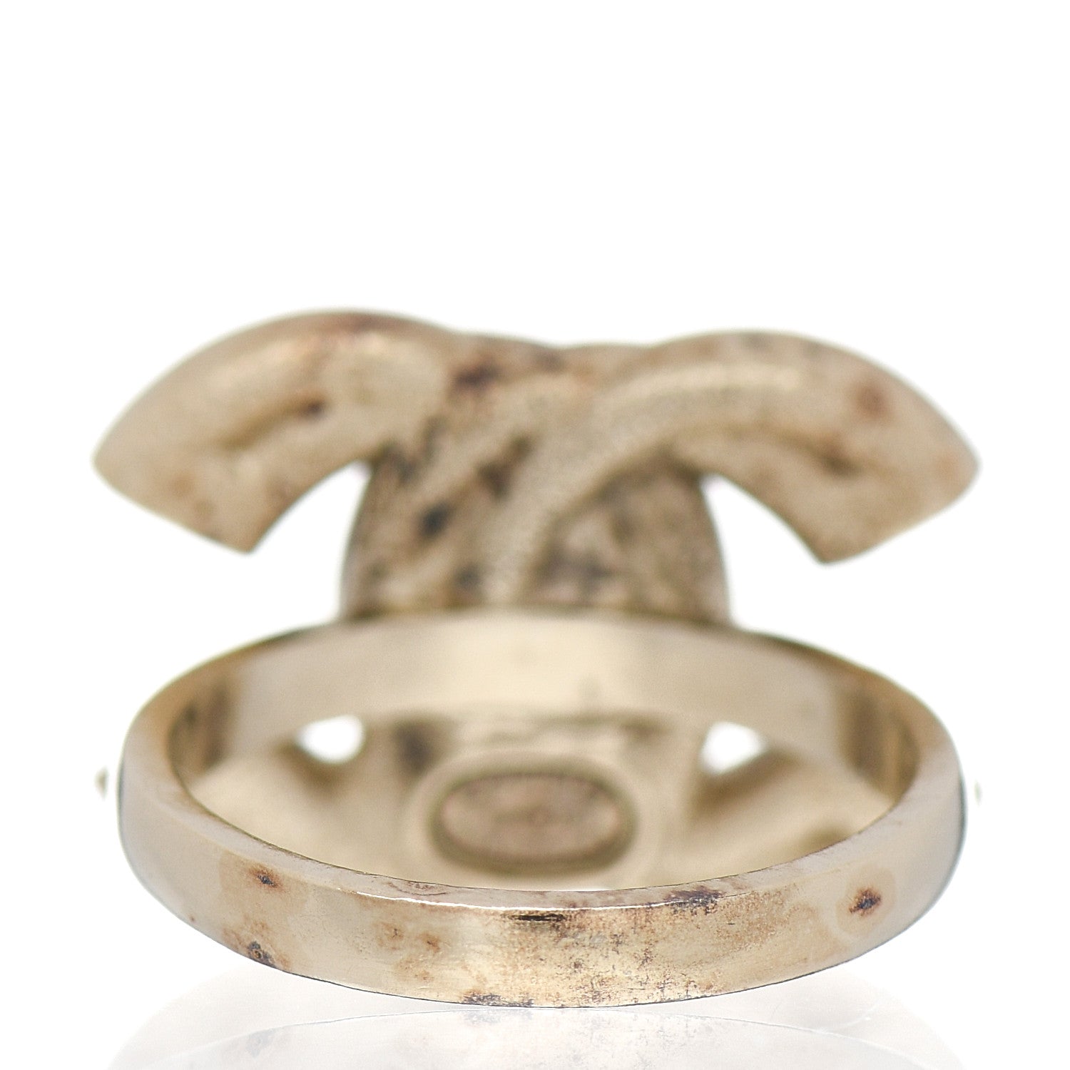 Chanel Crystal Double CC Ring 7 Light Gold 4 of 5