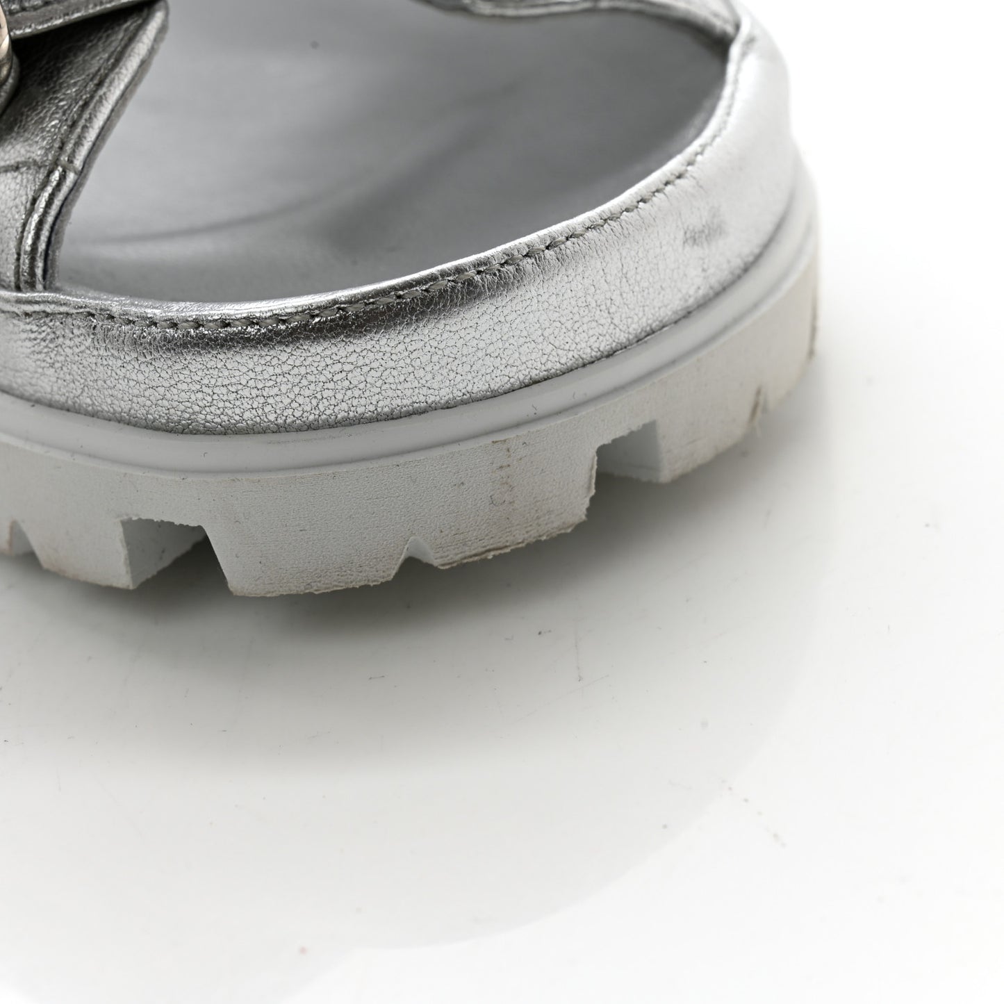 Metallic Nappa Quilted Padded Slingback Sandals 37 Silver