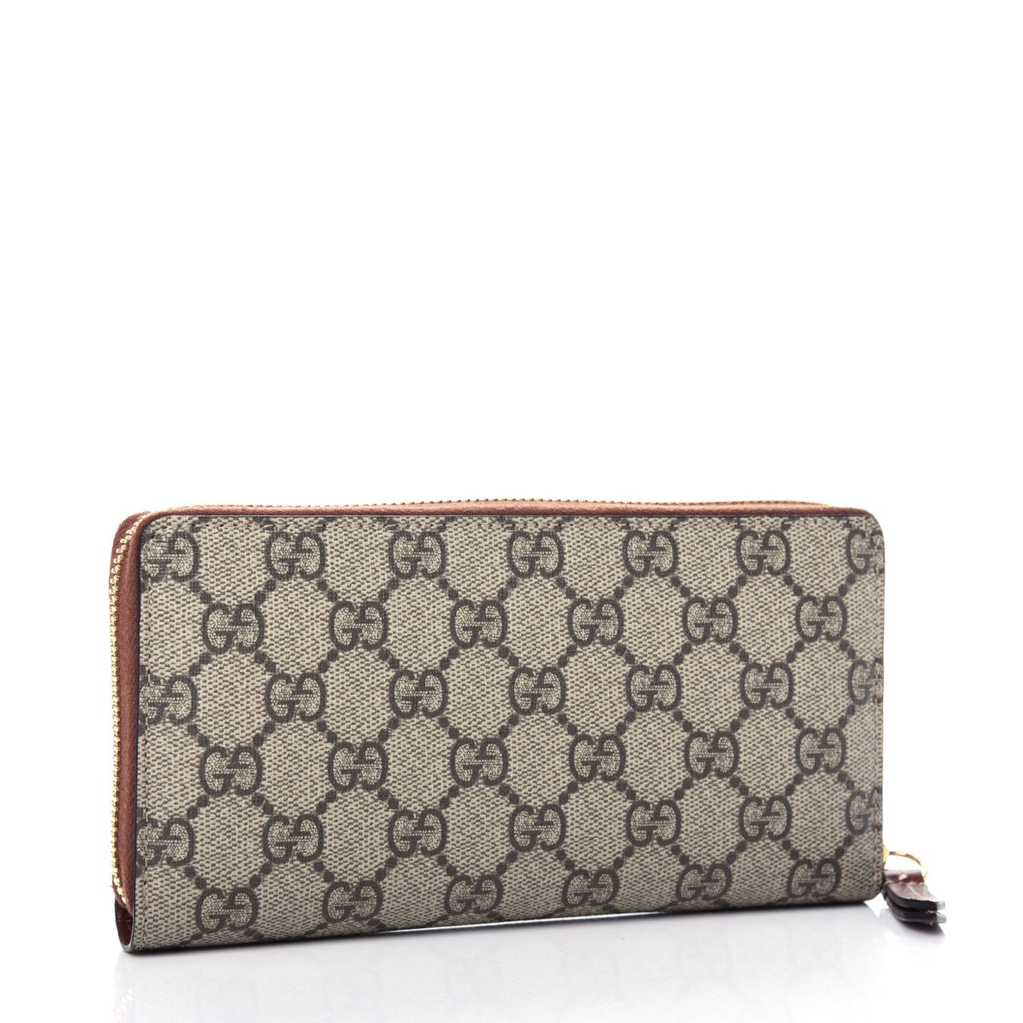 GG Supreme Monogram Cuoio Toscano Zip Around Wallet Beige Ebony Cuir
