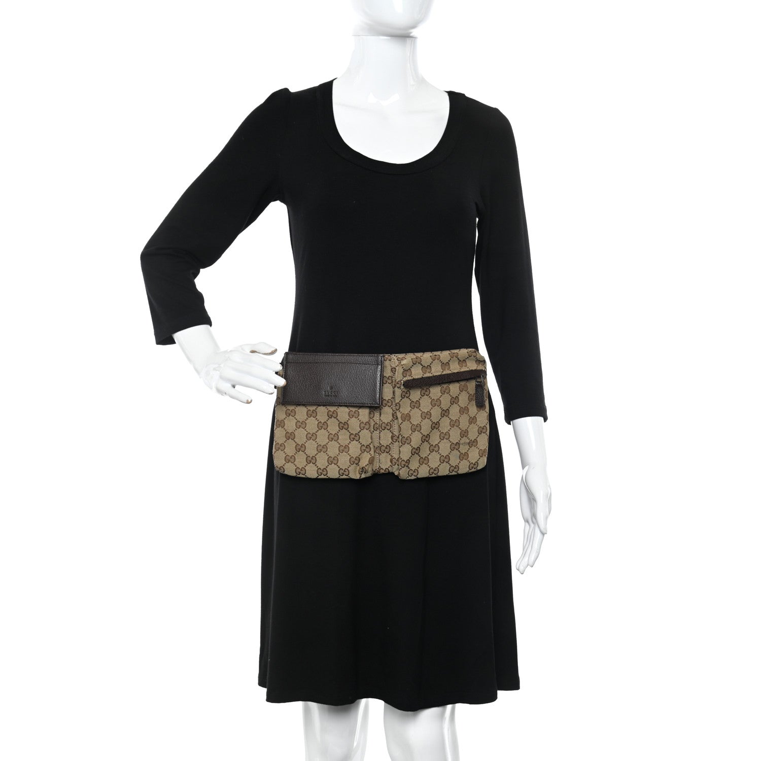 Gucci Monogram Double Pocket Belt Bag Dark Brown 2 of 14
