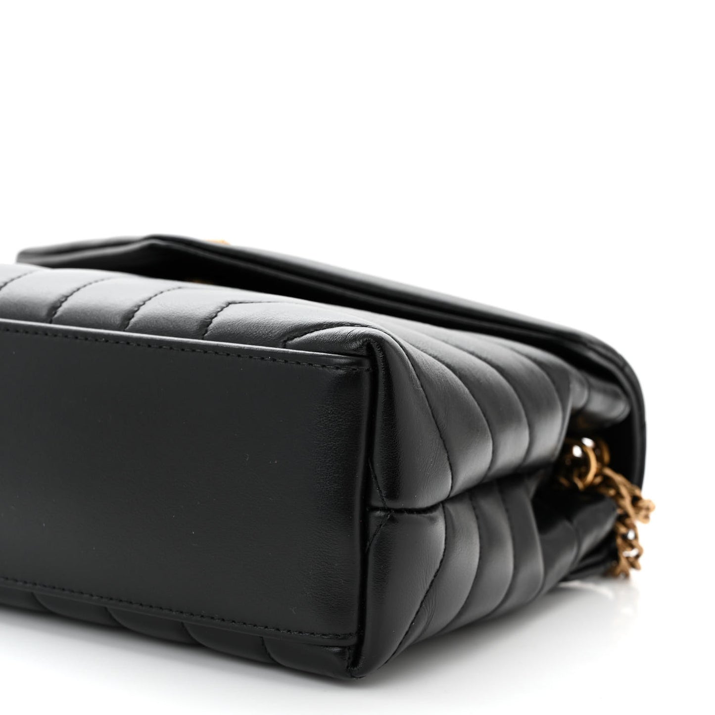 Calfskin Y Quilted Monogram Small Loulou Chain Satchel Black
