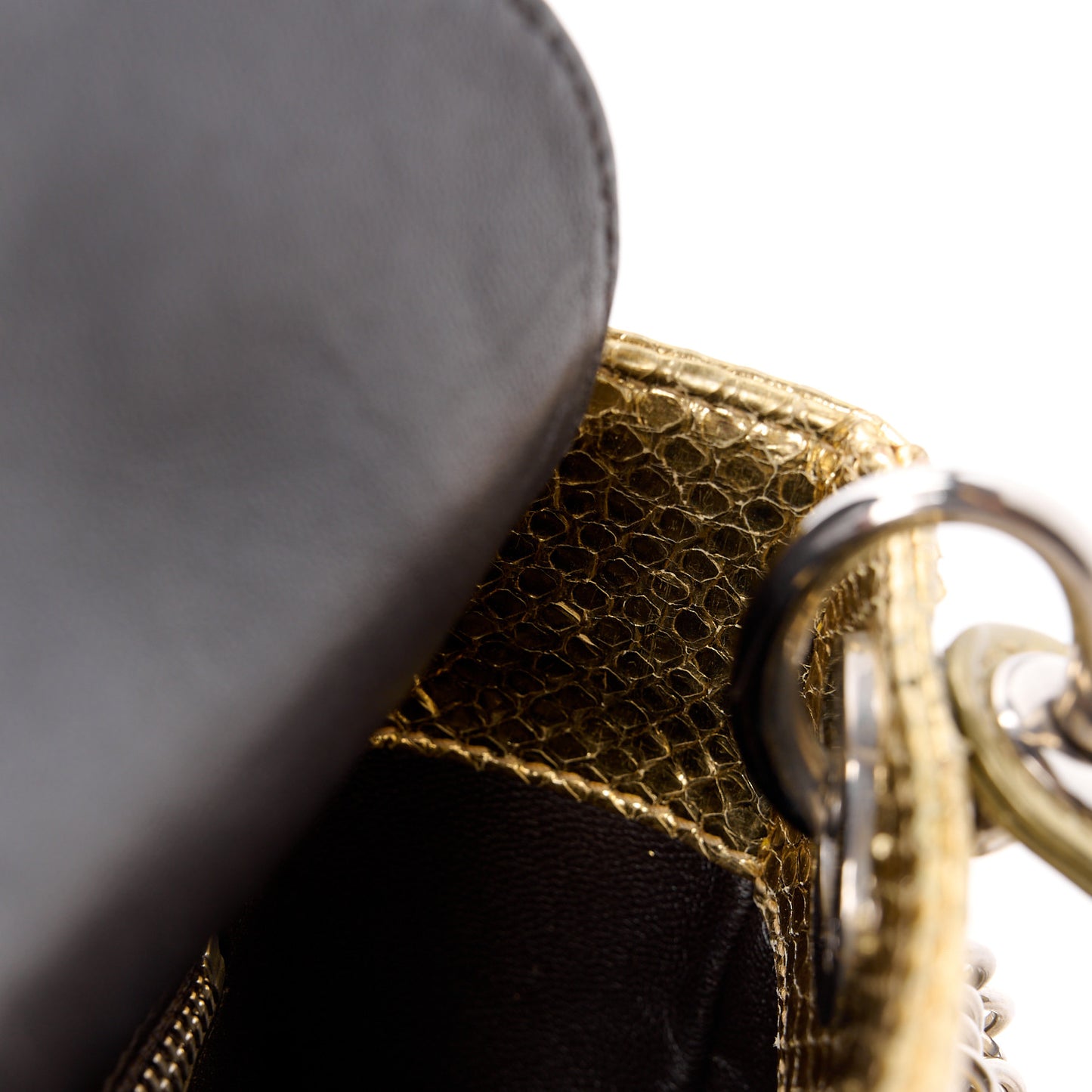 Metallic Snakeskin Mini Lady Dior Gold