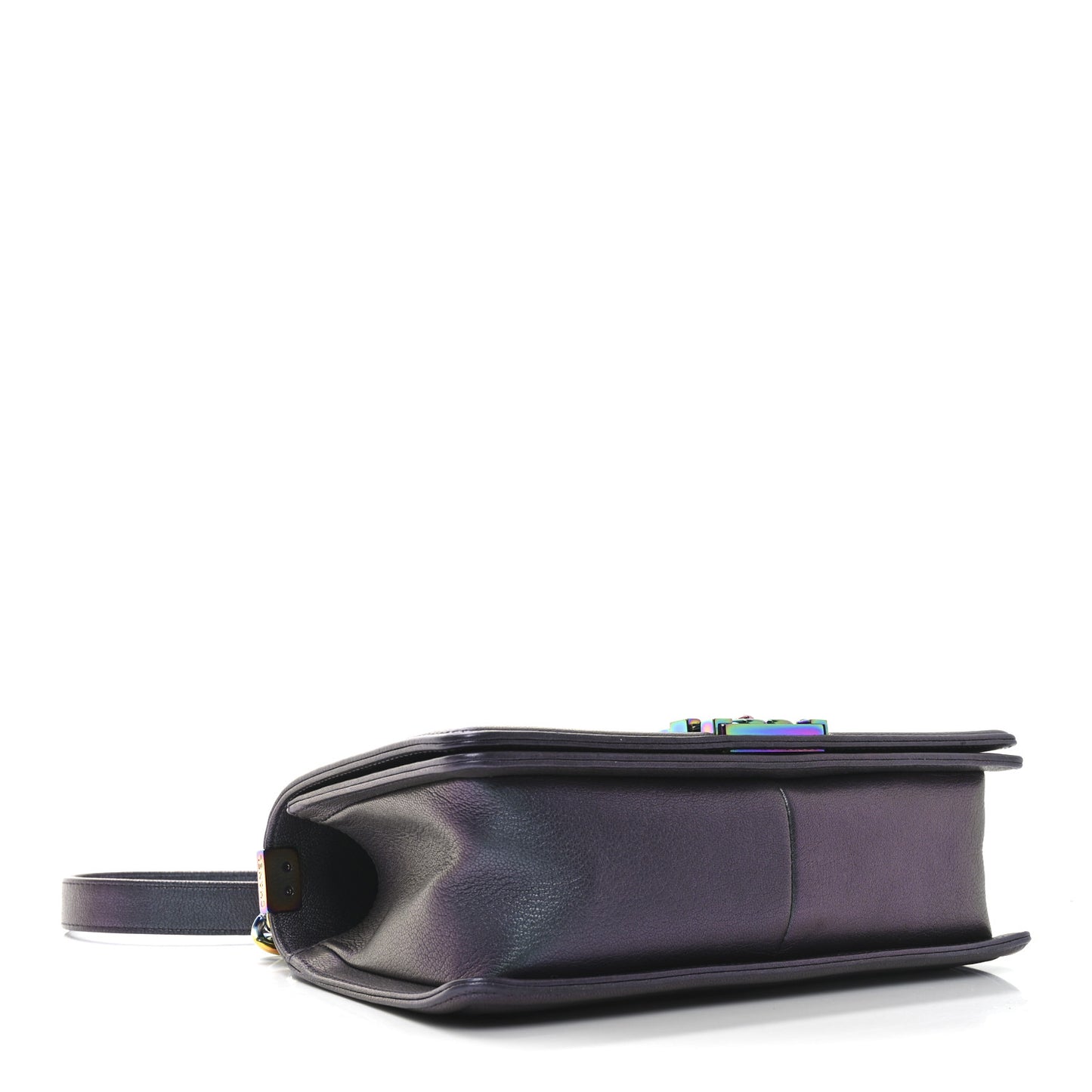 Iridescent Goatskin Quilted Medium Boy Flap Purple