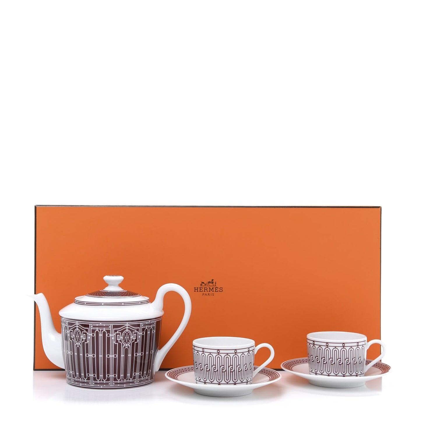 Porcelain H Deco Tea Set Rouge