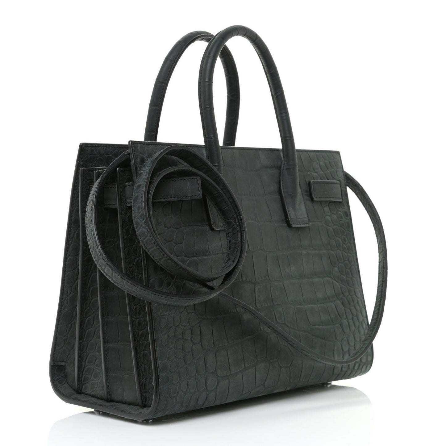 Crocodile Embossed Nubuck Baby Sac De Jour Dark Anthracite