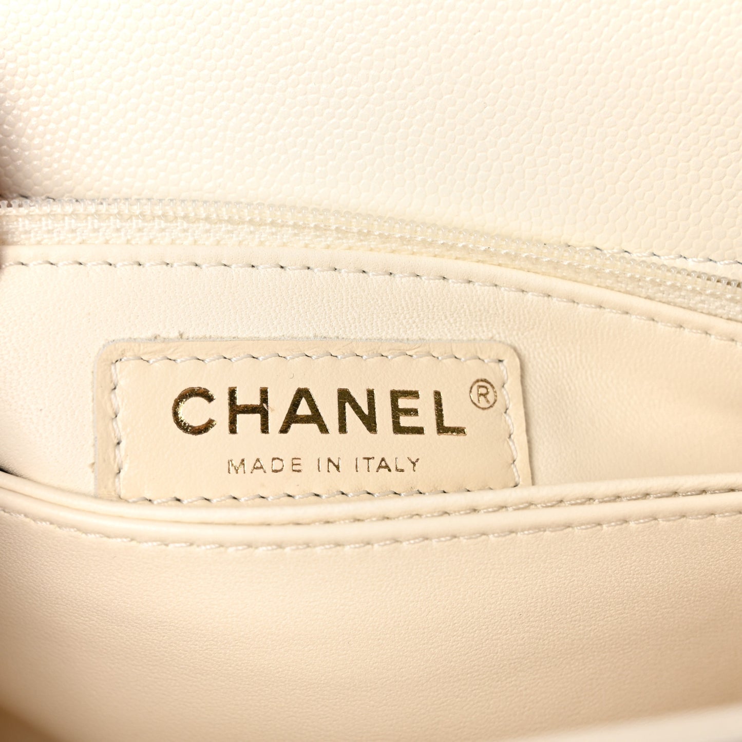 Caviar Quilted Mini Coco Handle Flap White