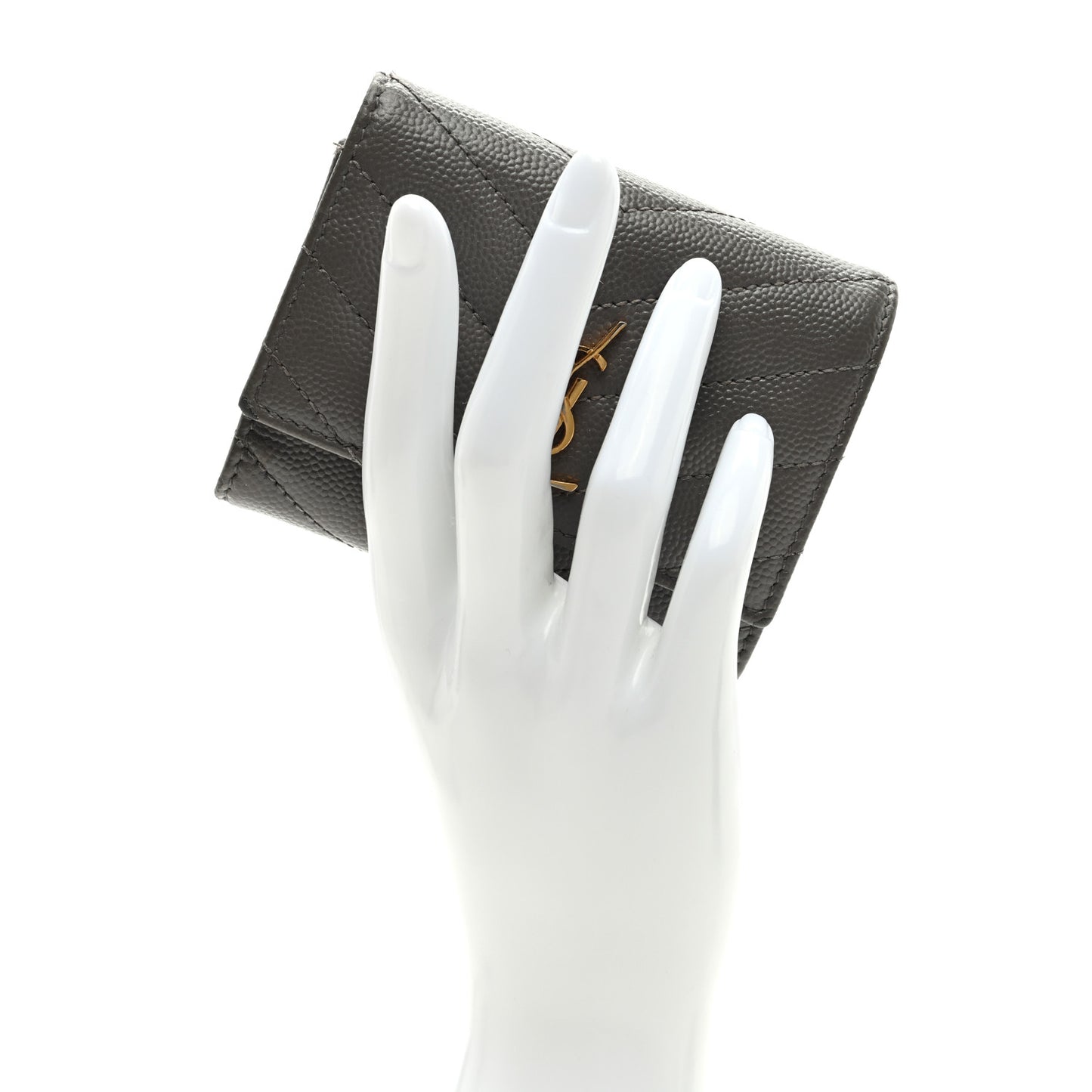 Grain de Poudre Matelasse Cassandre Monogram Slim Key Case Fog