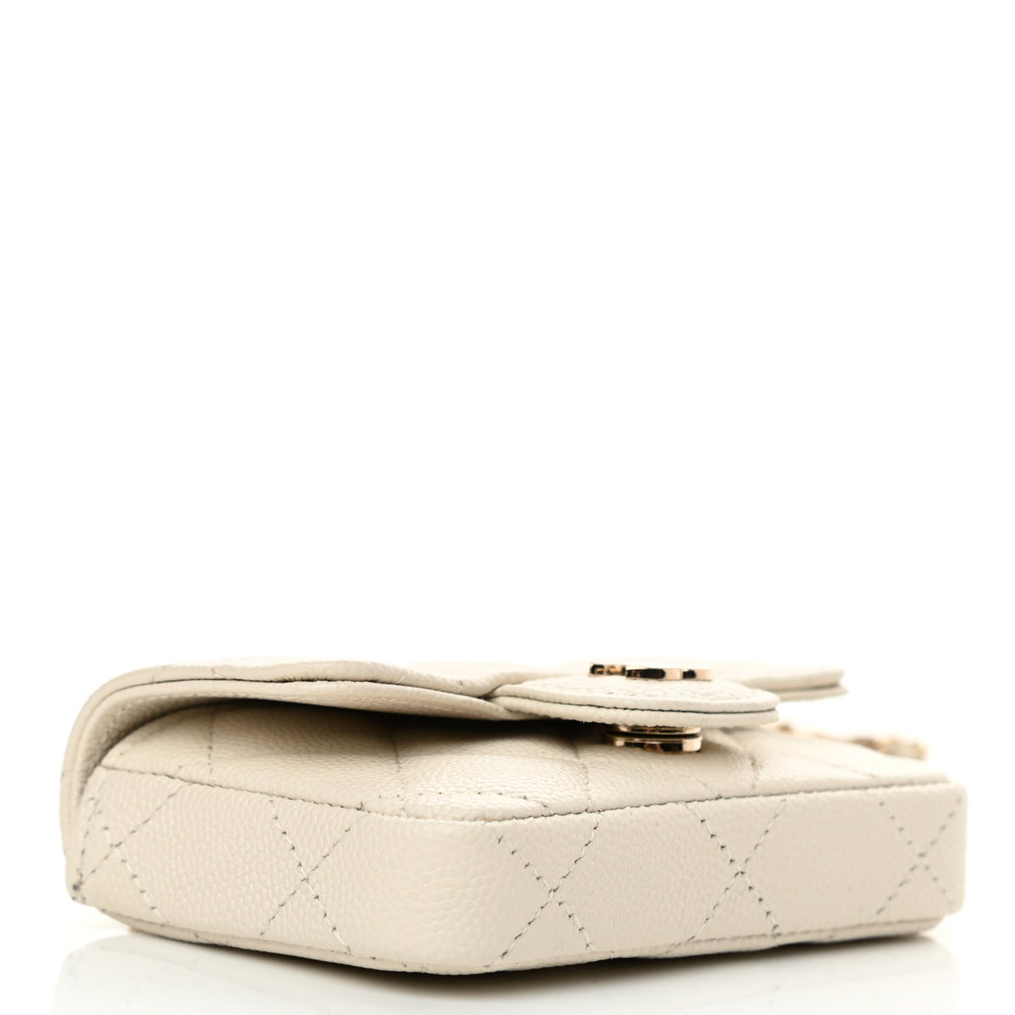 Caviar Quilted Mini Chain Belt Bag White