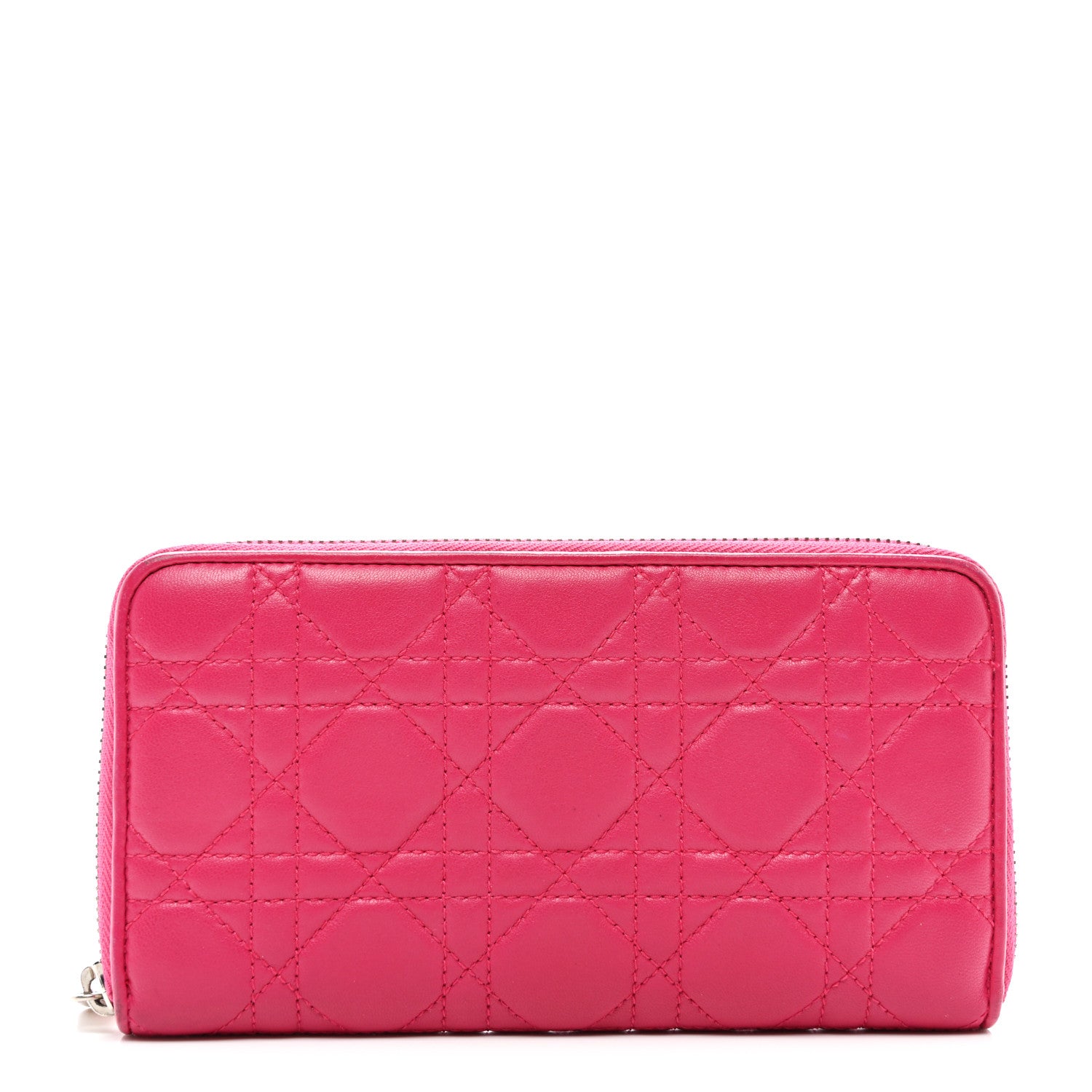 Christian Dior Lambskin Cannage Lady Dior Zip Wallet Fuchsia 1 of 9