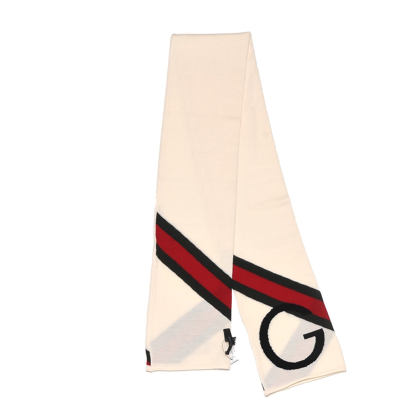 Wool Web G Scarf White