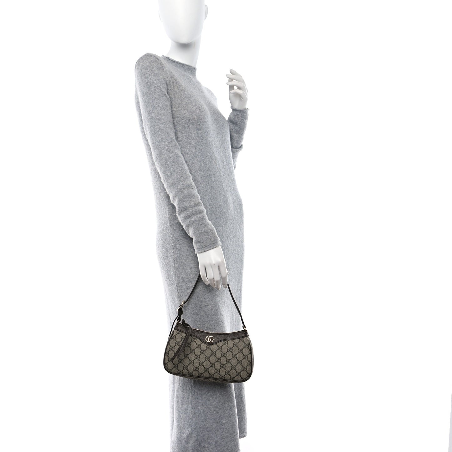 GG Supreme Monogram Textured Dollar Calfskin Small Ophidia Hobo Beige Ebony New Acero