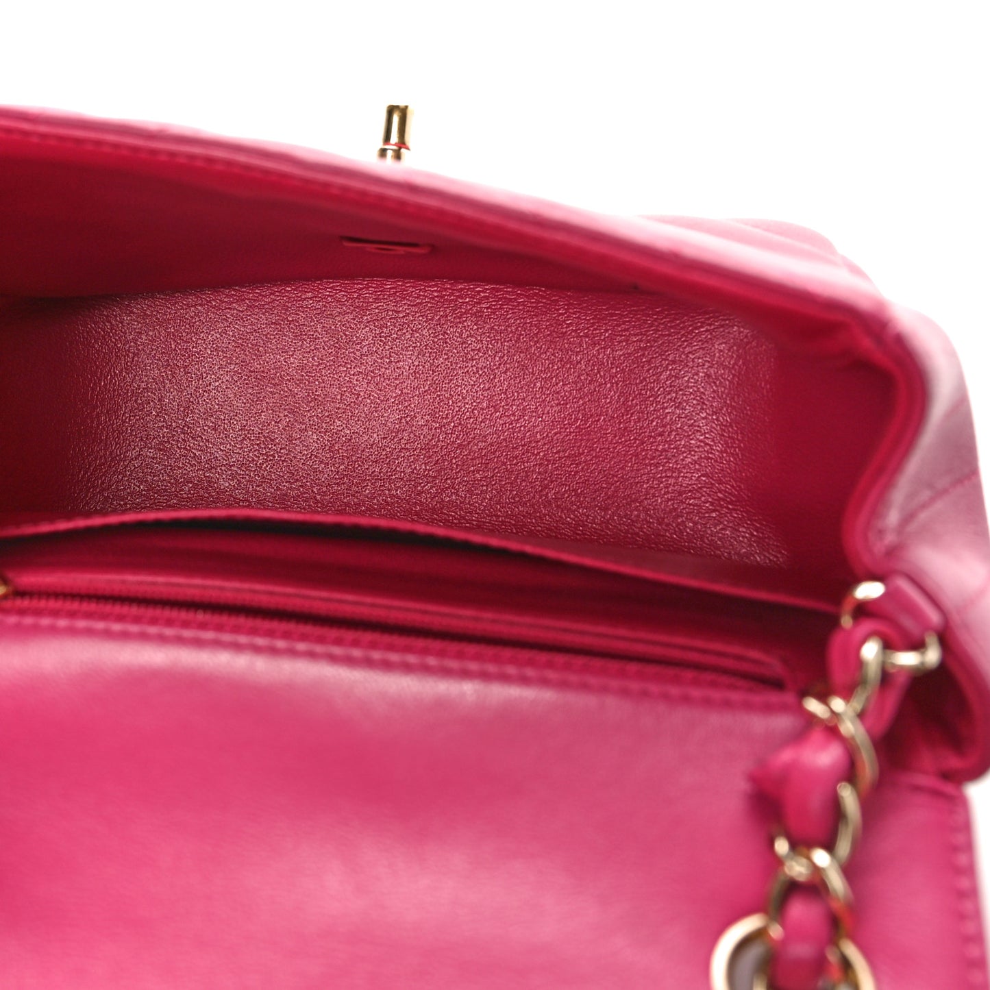 Lambskin Chevron Quilted Mini Square Flap Fuchsia