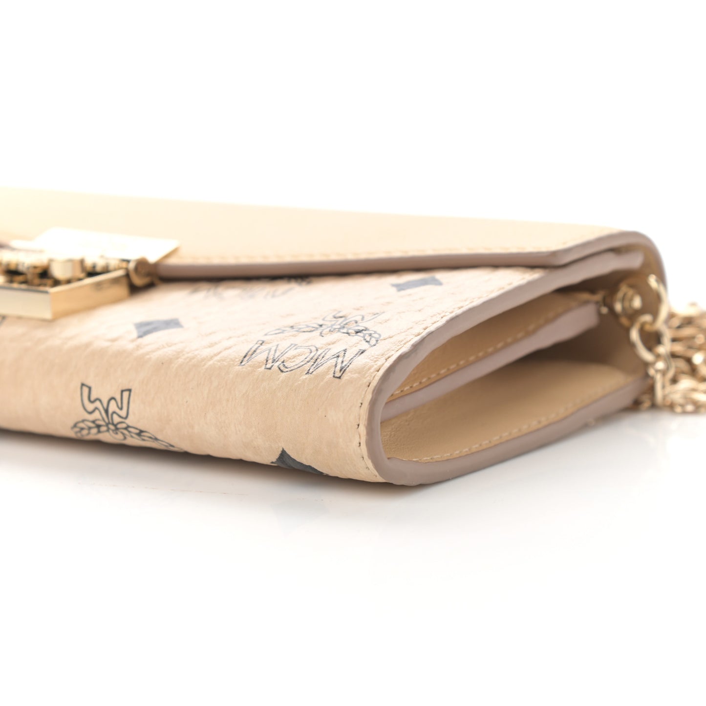 Visetos Calfskin Large Patricia Wallet On Chain Beige