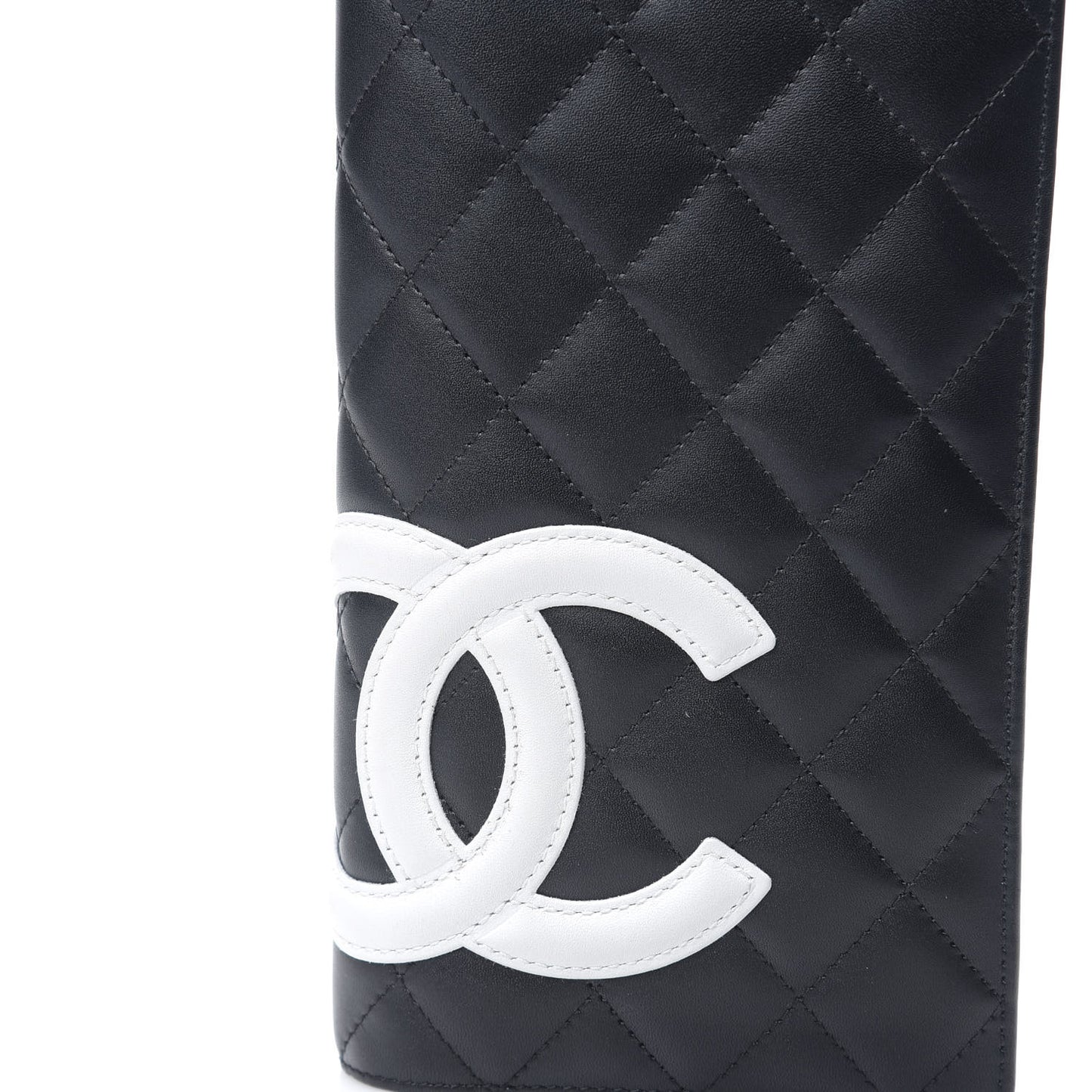 Calfskin Quilted Cambon Yen Wallet Black White