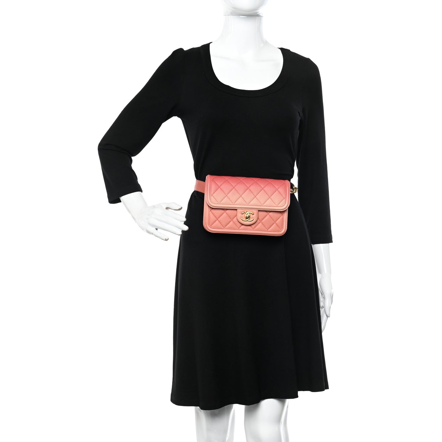 Caviar Quilted Sunset On The Sea Waist Bag Coral