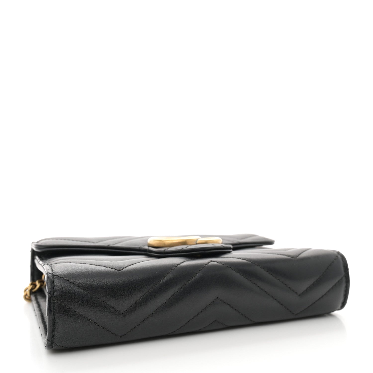Gucci Calfskin Matelasse GG Marmont Chain Wallet Black 4 of 15
