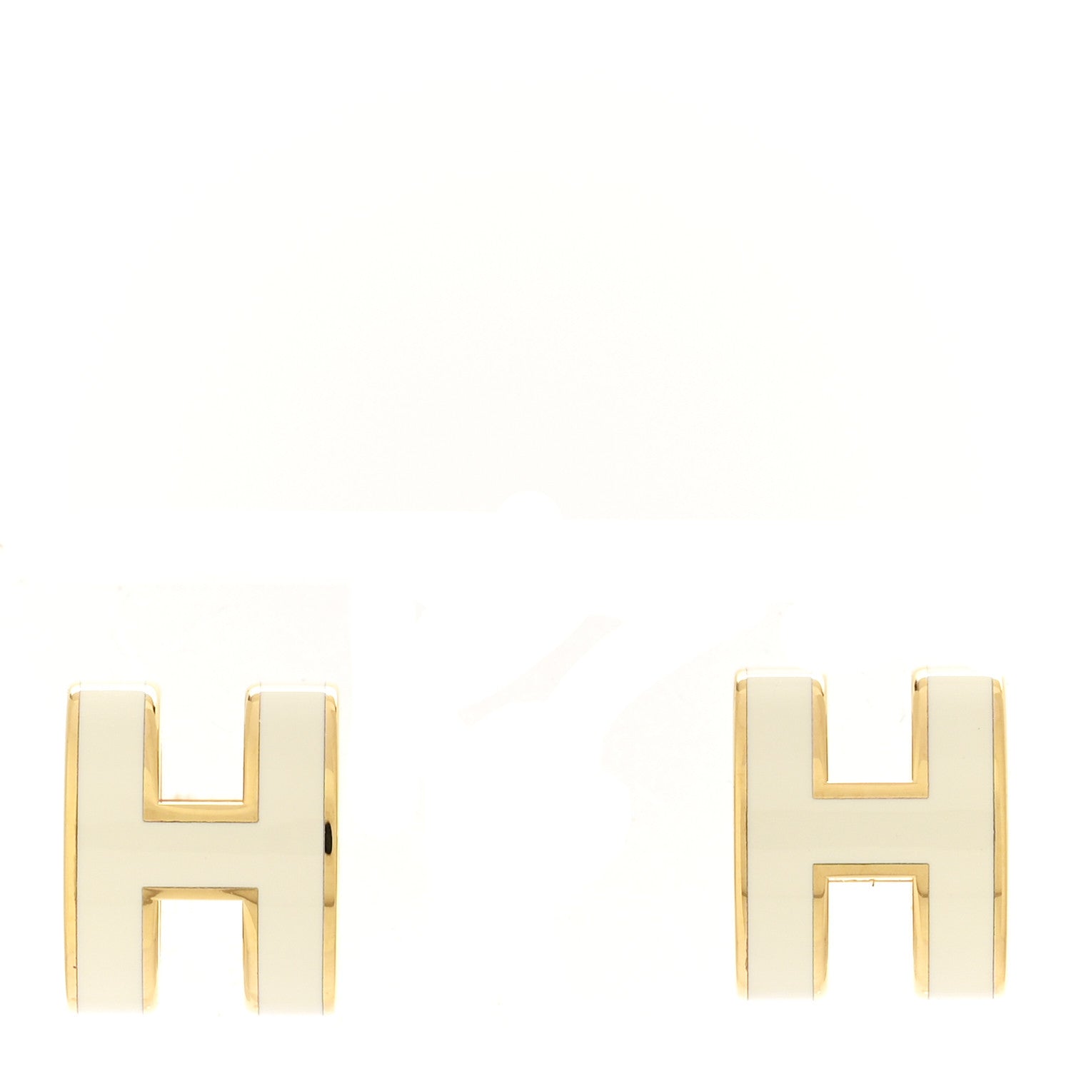 Hermes Gold Lacquered Mini Pop H Earrings White 1 of 5