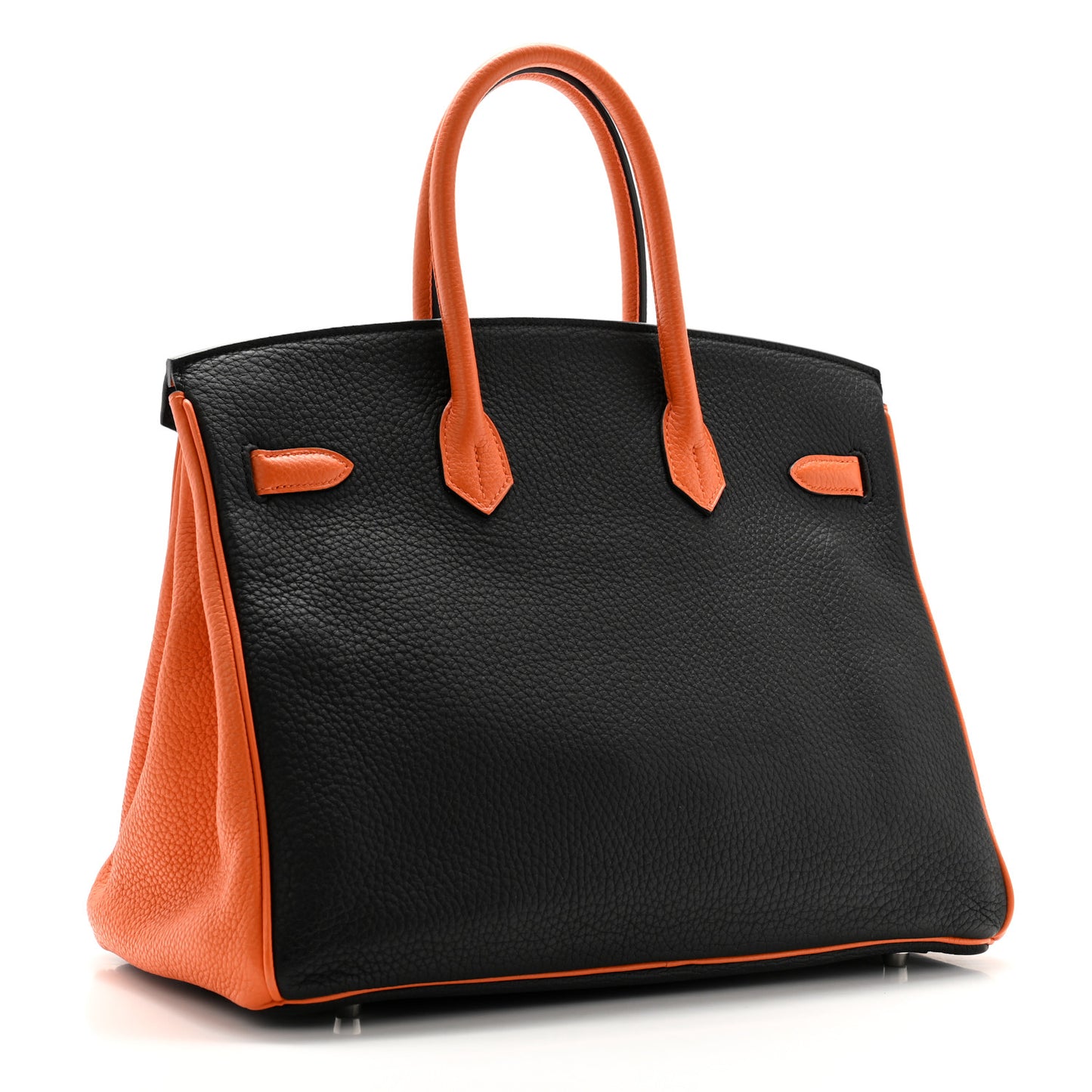 Taurillon Clemence Bi-Color Horseshoe Birkin 35 Black Orange
