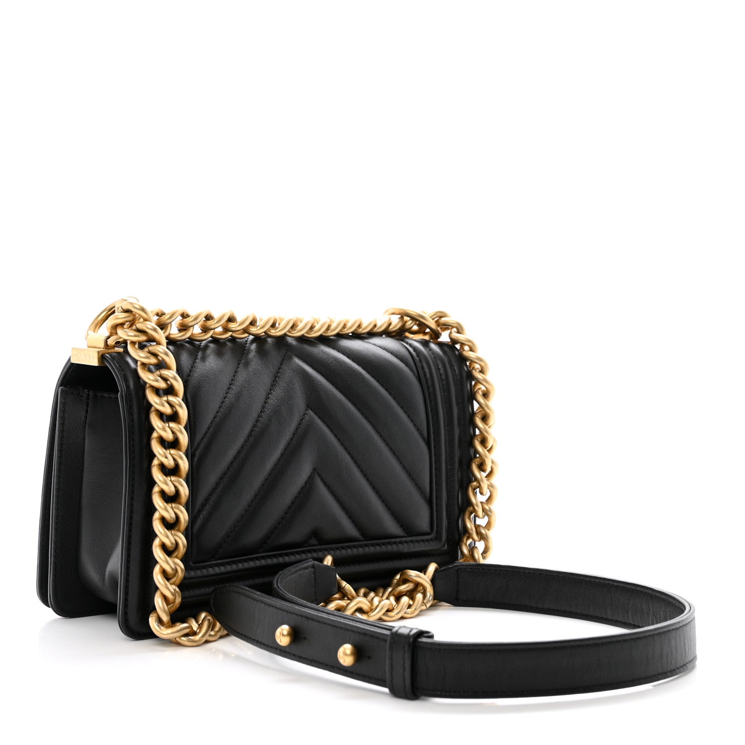 Chanel Lambskin Chevron Quilted Small Boy Flap Black 3 of 10