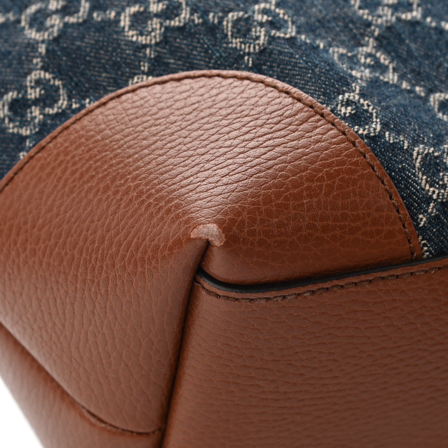 New Denim GG Monogram Medium Ophidia Shopping Tote Blue Tea Cuir