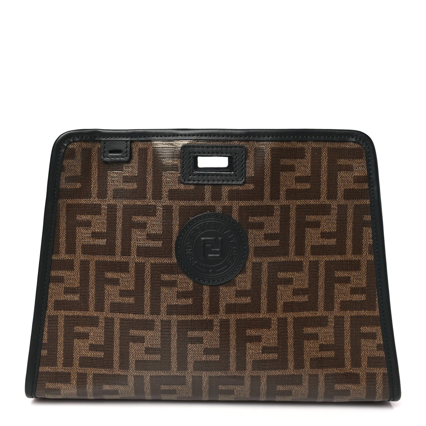 Glazed Fabric Vitello Century FF 1974 Stamp Patch Mini Peekaboo Defender Cover Mogano Panna Black