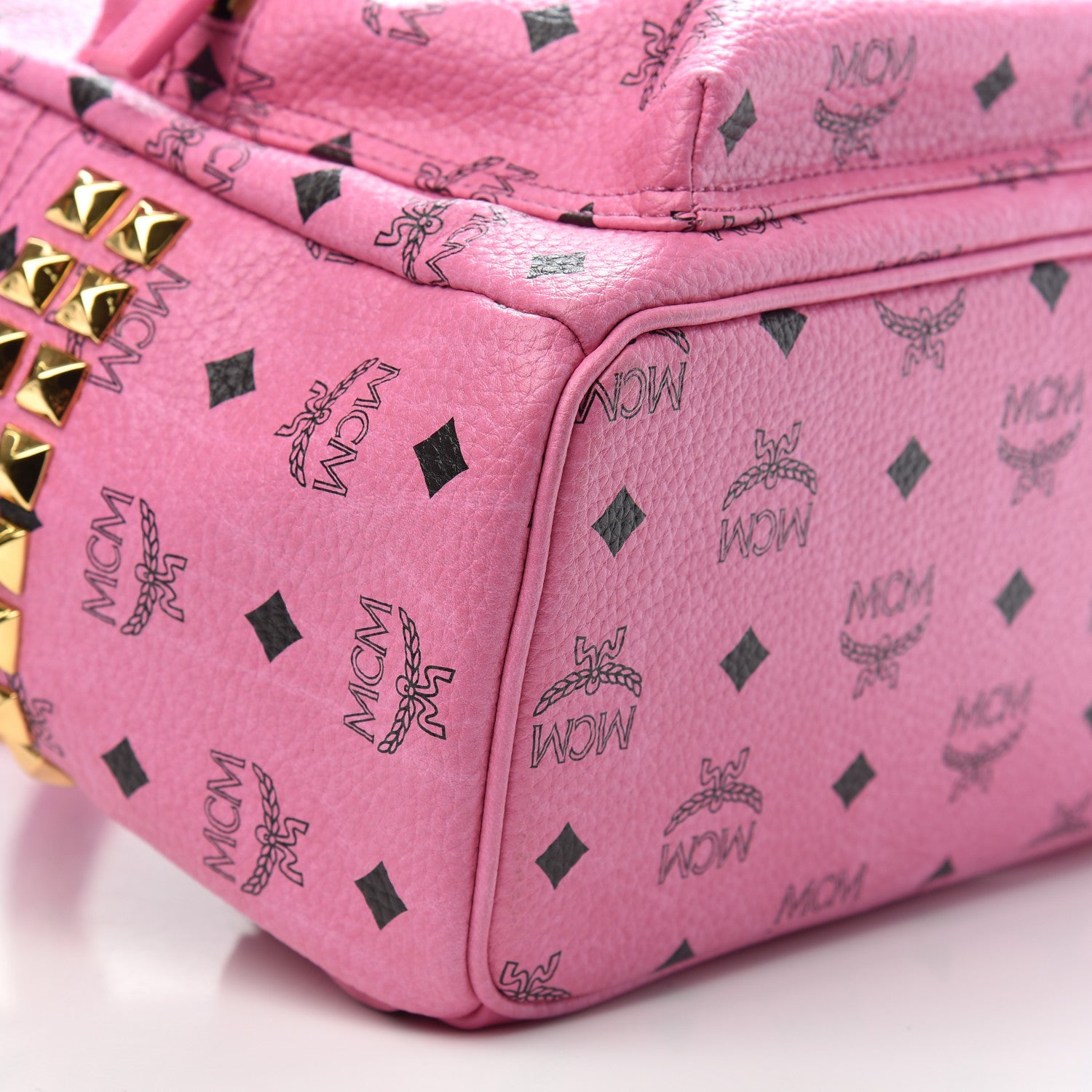 MCM Visetos Small Side Stud Stark Backpack Pink 6 of 7