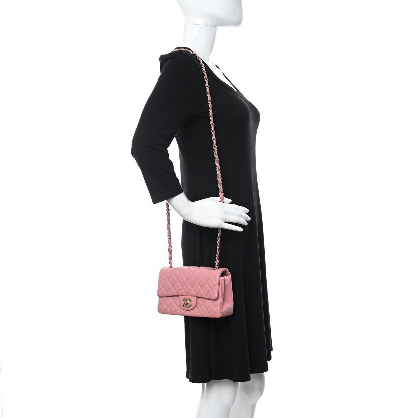 Lambskin Quilted Mini Rectangular Flap Pink