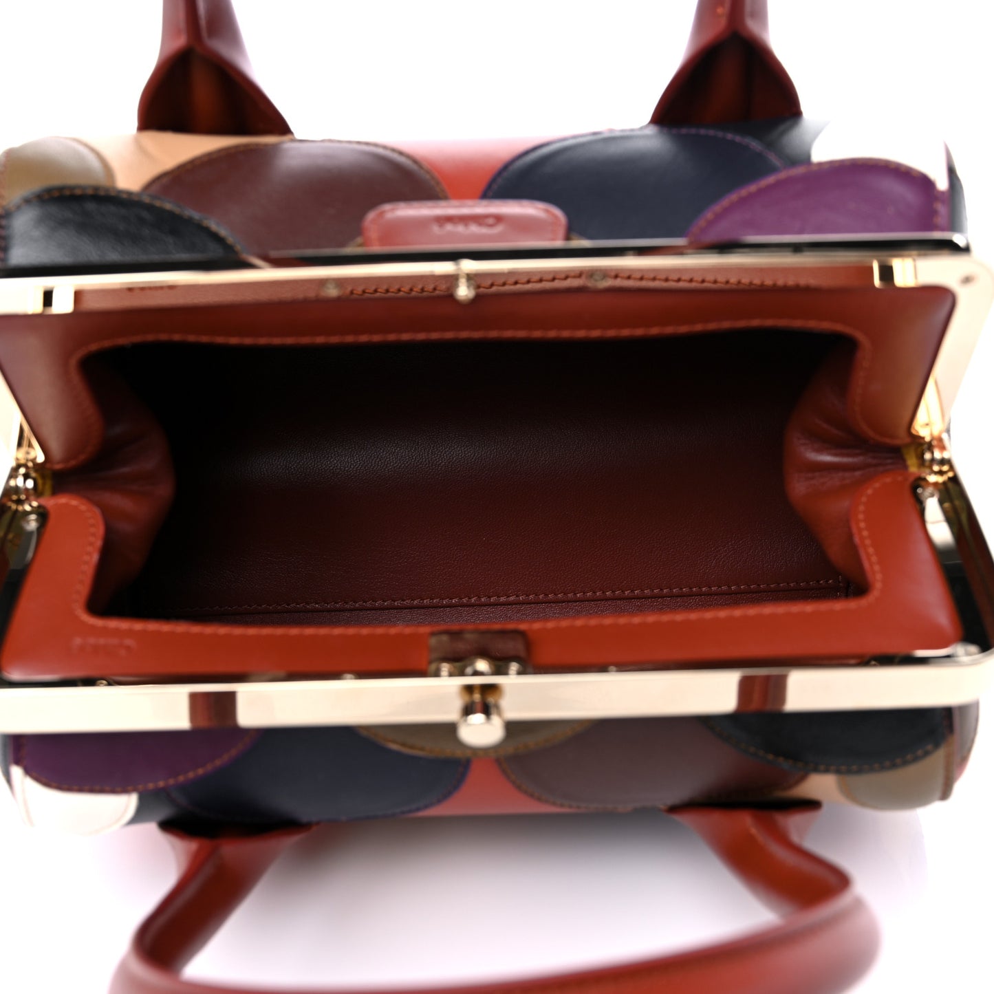 Shiny Calfskin Scalloped Patchwork Medium Joyce Multicolor