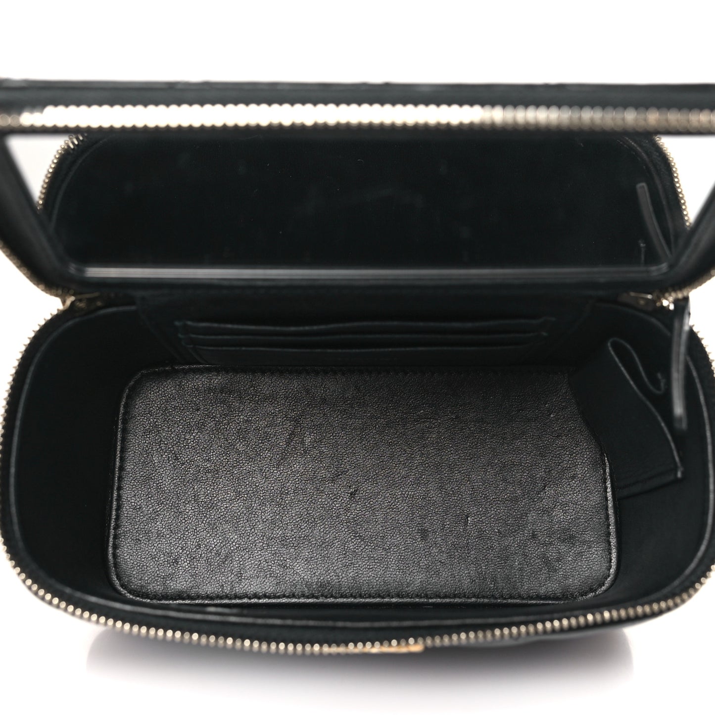 Lambskin Quilted Small Pillow Crush Vanity Case With Chain Black