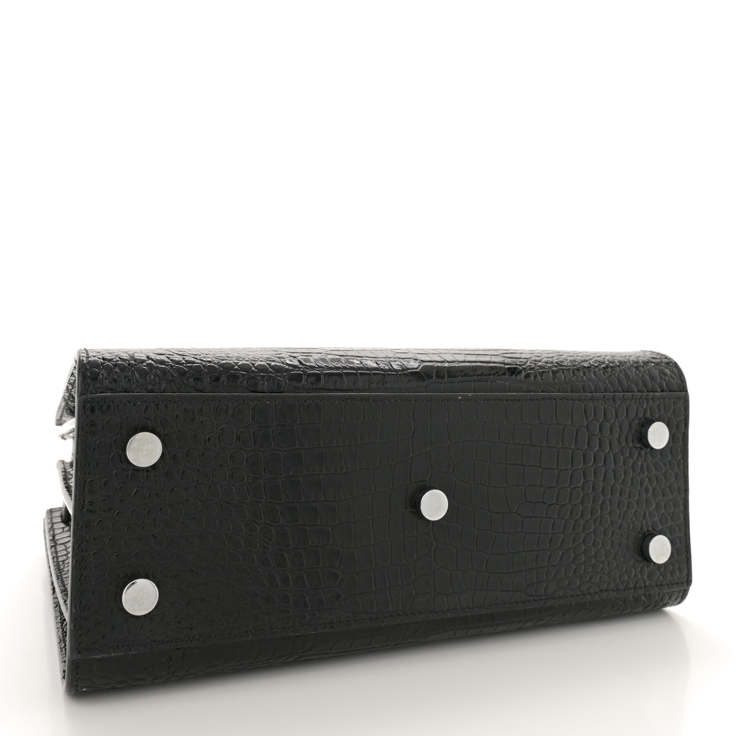 Calfskin Crocodile Embossed Baby Sac De Jour Black