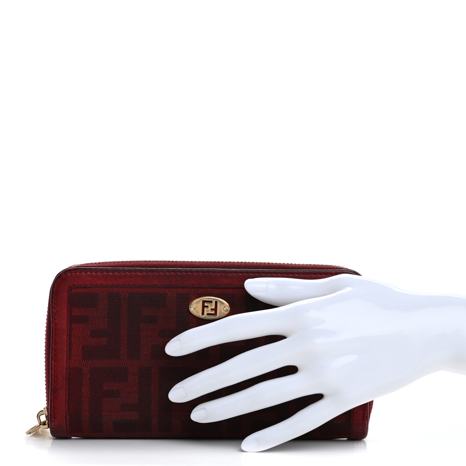 Fendi Zucca Zip Around Wallet Red 2 of 15