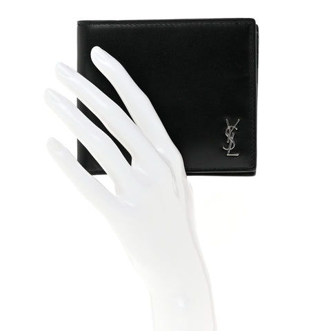 Matte Calfskin Tiny Cassandre East West Wallet Black