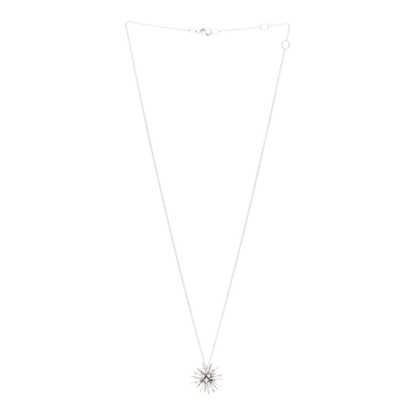 18K White Gold Diamond Small Supernova Pendant Necklace