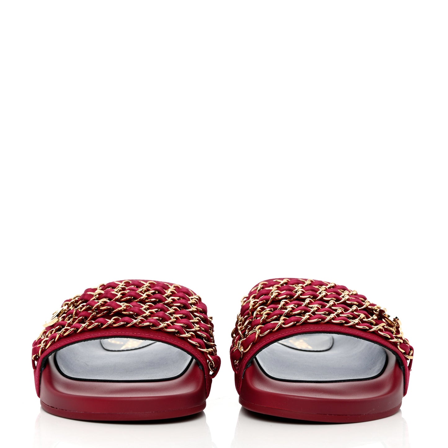 Satin Chain Flat Sandals 36 Dark Fuchsia