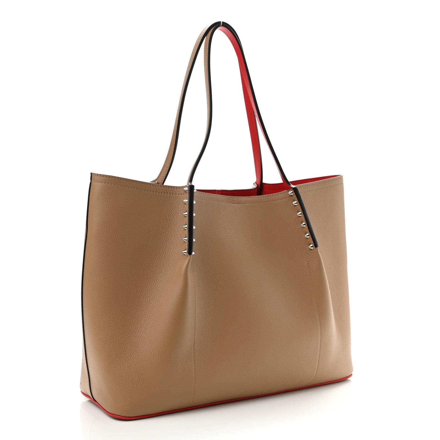 Christian Louboutin Calfskin Large Cabarock Spikes Tote Nude 3 of 9