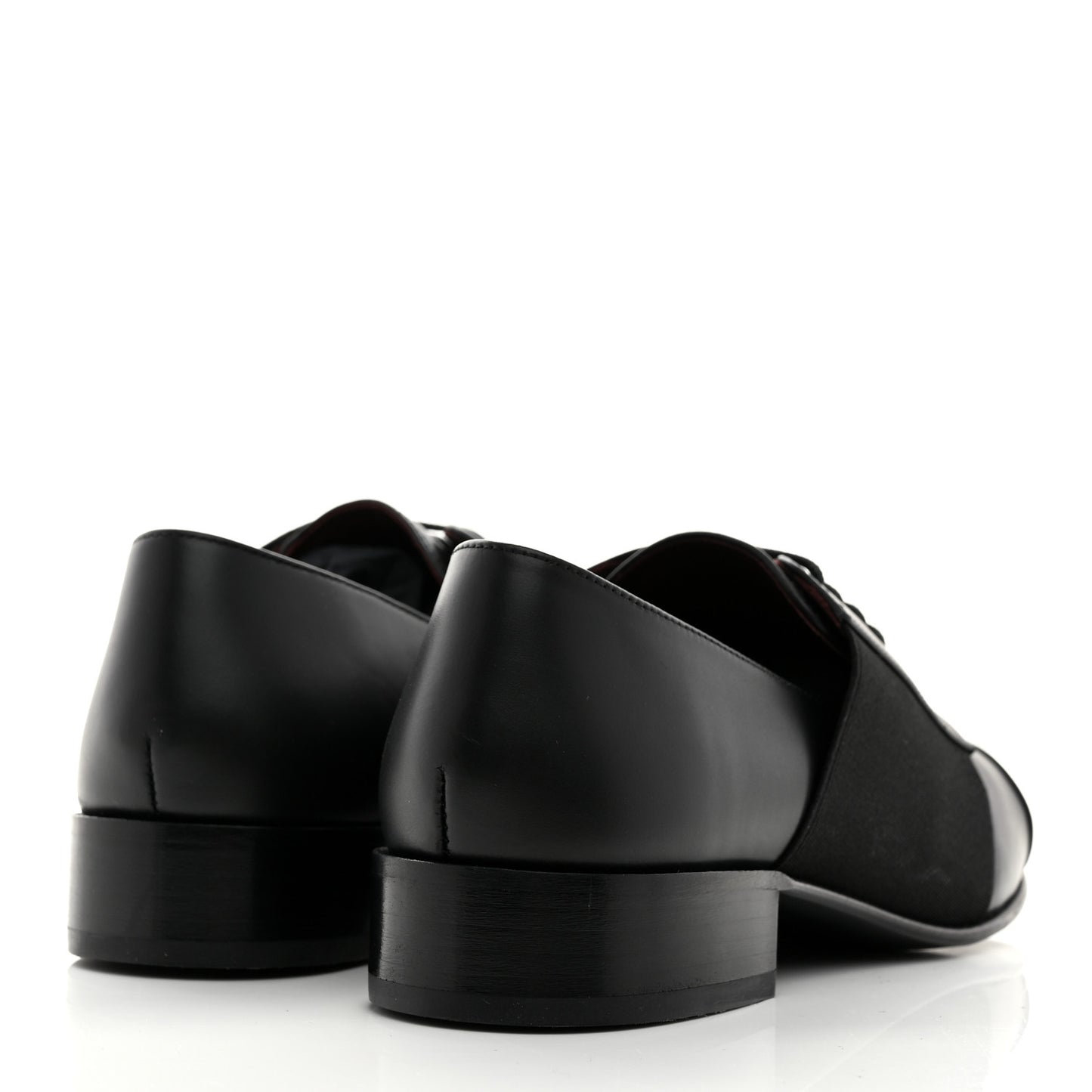 Calfskin Elastic Lace Up Cap Toe CC Loafers 36 Black