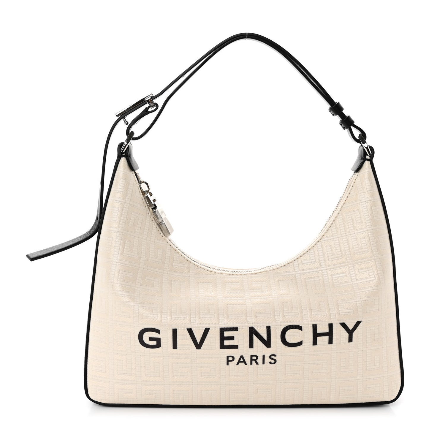 Coated Canvas Logo 4G Embossed Small Moon Cut Out Shoulder Bag Ivory