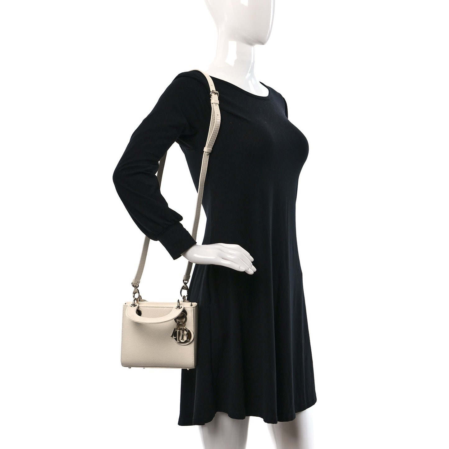 Lizard Mini Lady Dior White