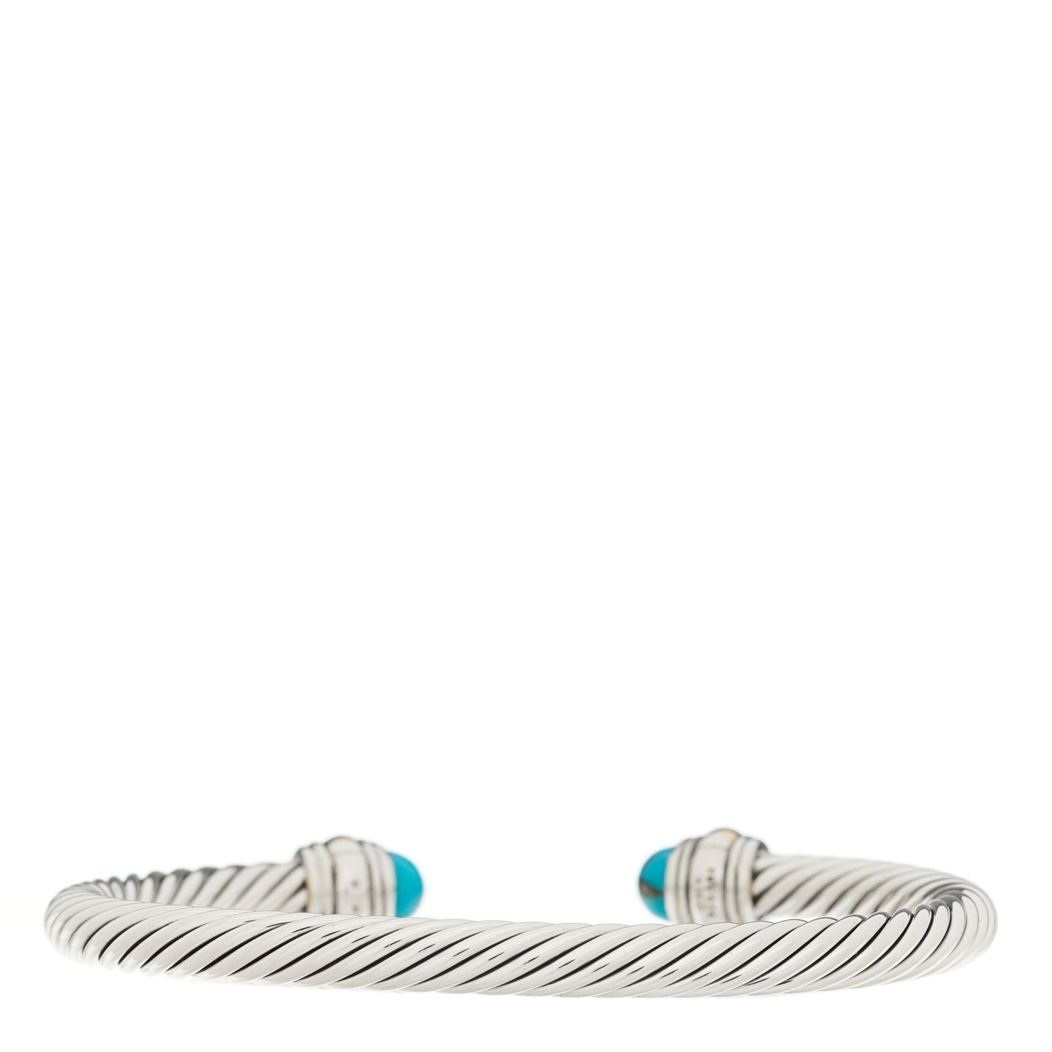 David Yurman Sterling Silver 14K Yellow Gold Turquoise 5mm Cable Classics Bracelet 2 of 4