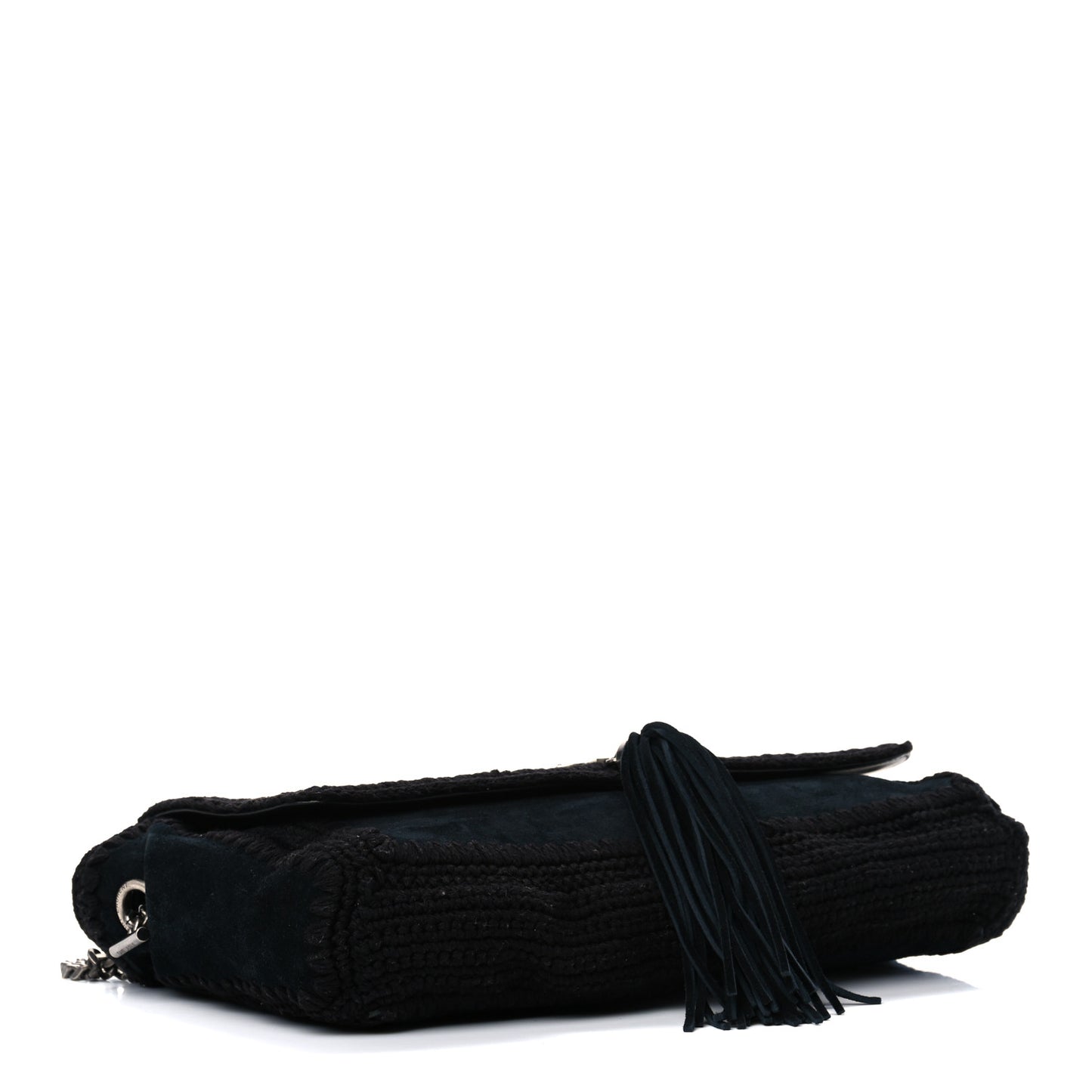 Suede Monogram Medium Kate Whipstitch Shoulder Bag Black