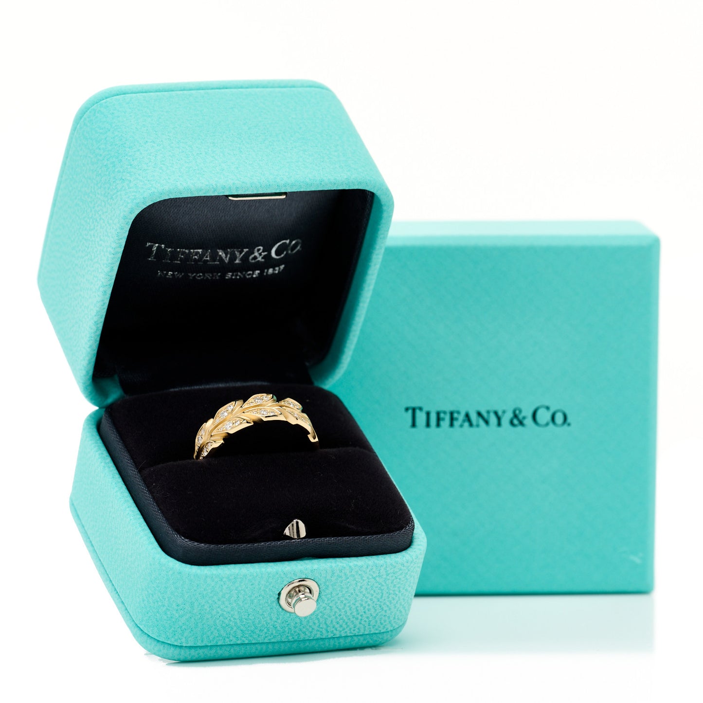 18K Yellow Gold Diamond Victoria Vine Band Ring 53 6.25